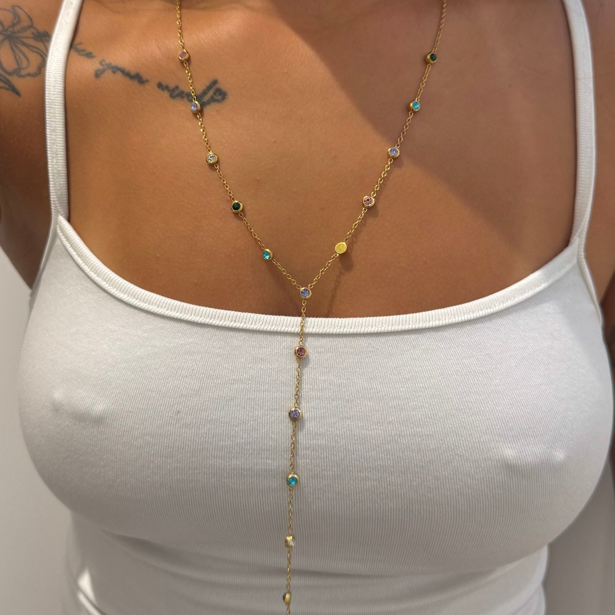 Alora Dangling Gemstone Necklace - ILLUSIVE JEWELS USA