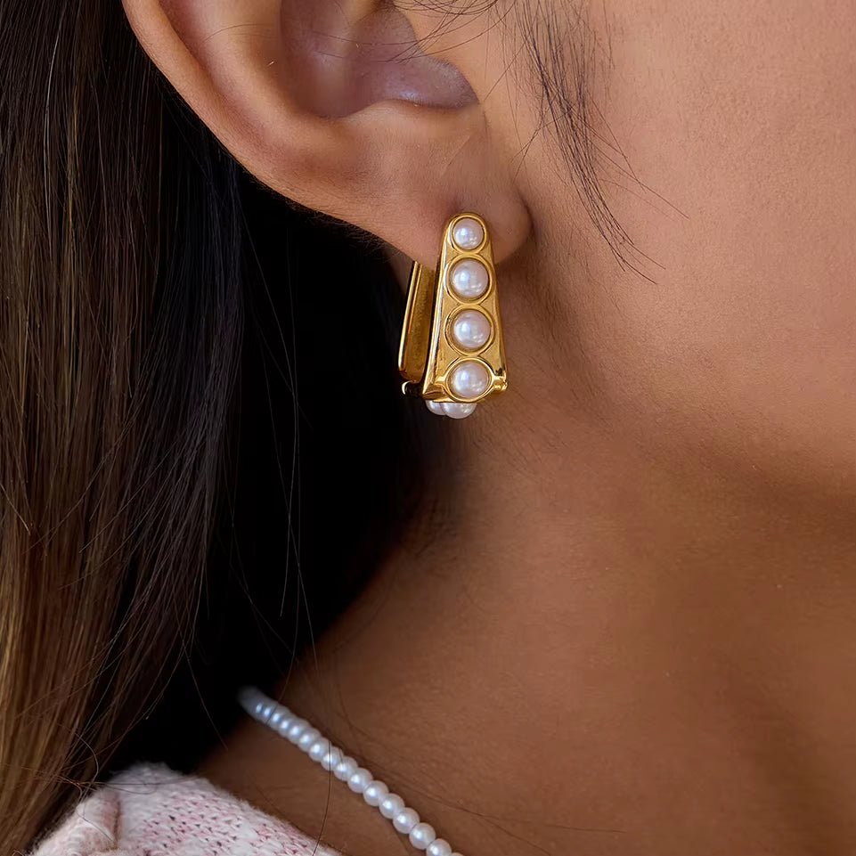 Amara Pearl Huggies - ILLUSIVE JEWELS USA