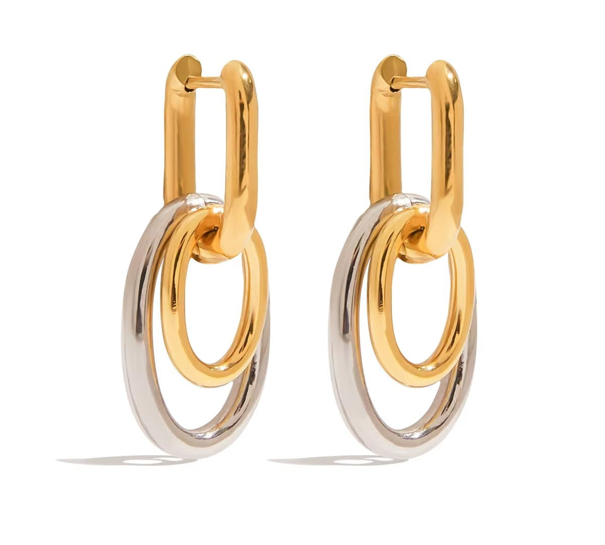 Aris Mixed Metal Linked Hoop Earrings - ILLUSIVE JEWELS USA