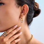 Aris Mixed Metal Linked Hoop Earrings - ILLUSIVE JEWELS USA