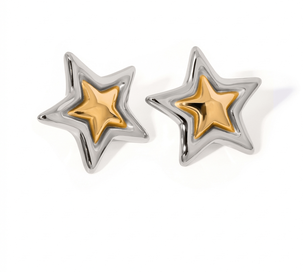 Astra Mixed Metal Stud Earrings - ILLUSIVE JEWELS USA
