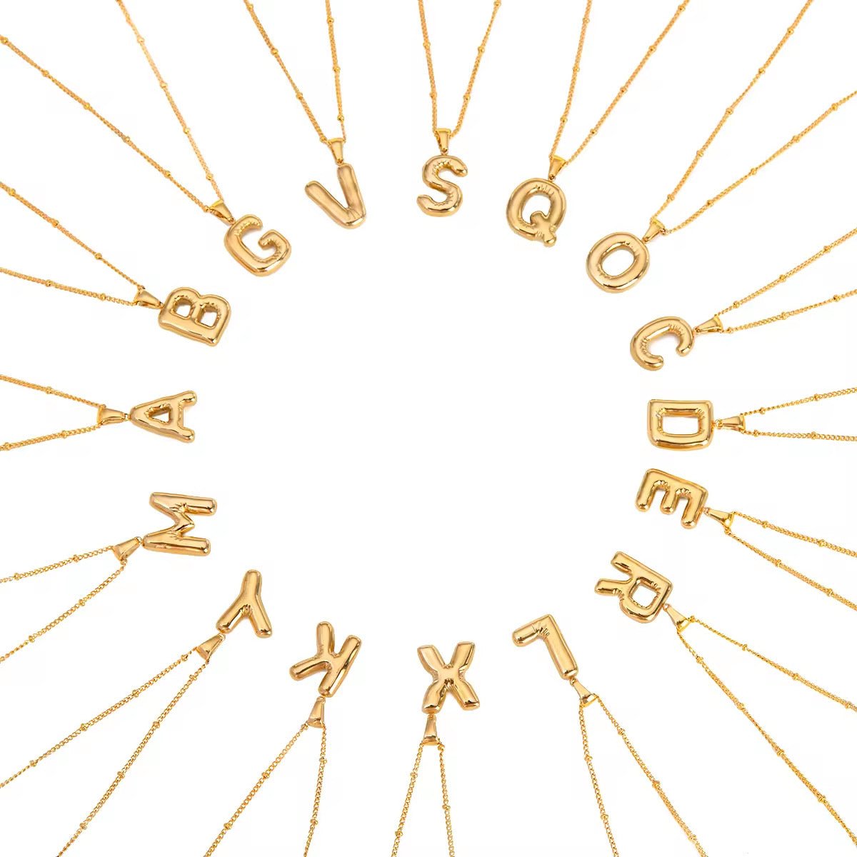 Bubble Letter Initial Necklace - ILLUSIVE JEWELS USA