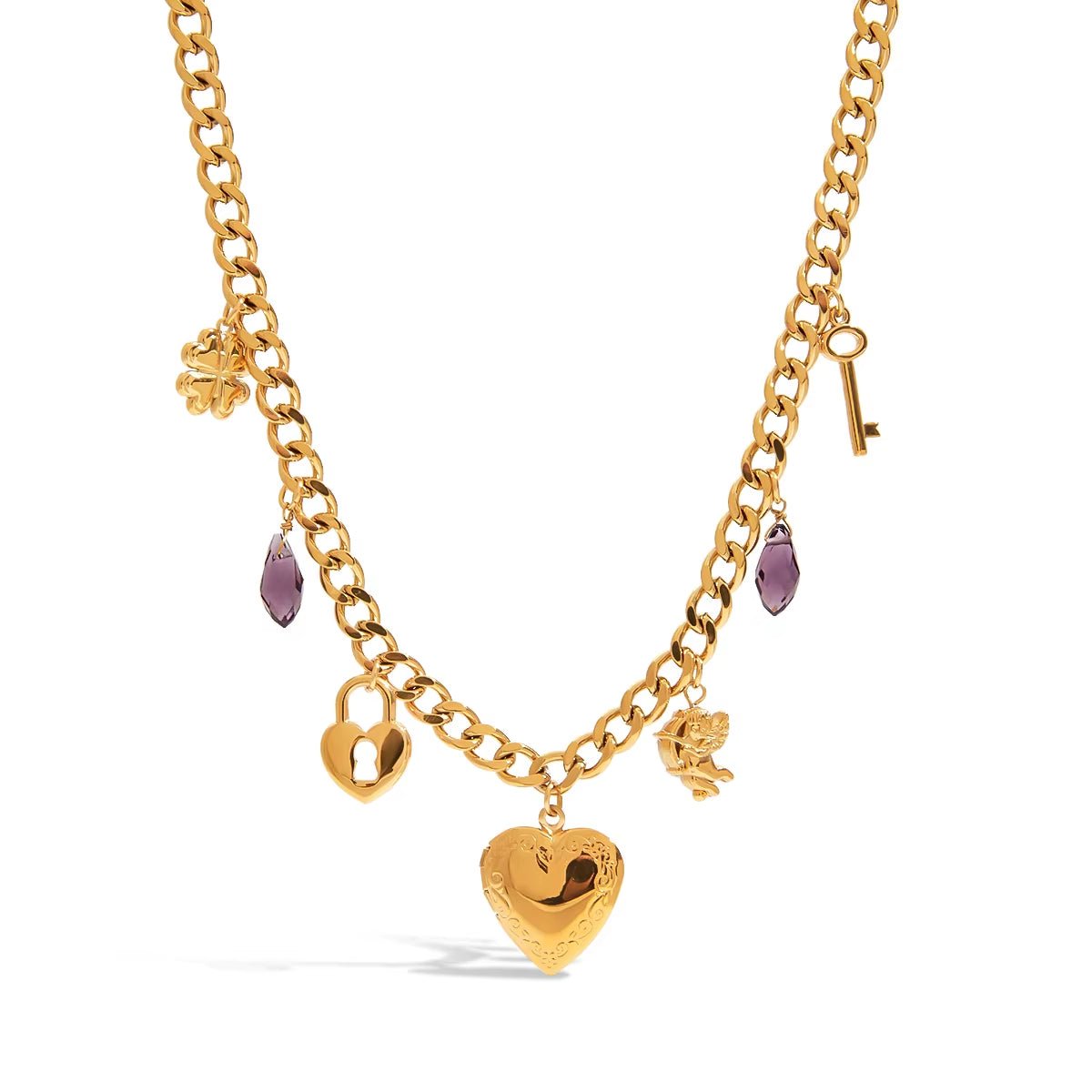 Charms & Heart Necklace - ILLUSIVE JEWELS USA