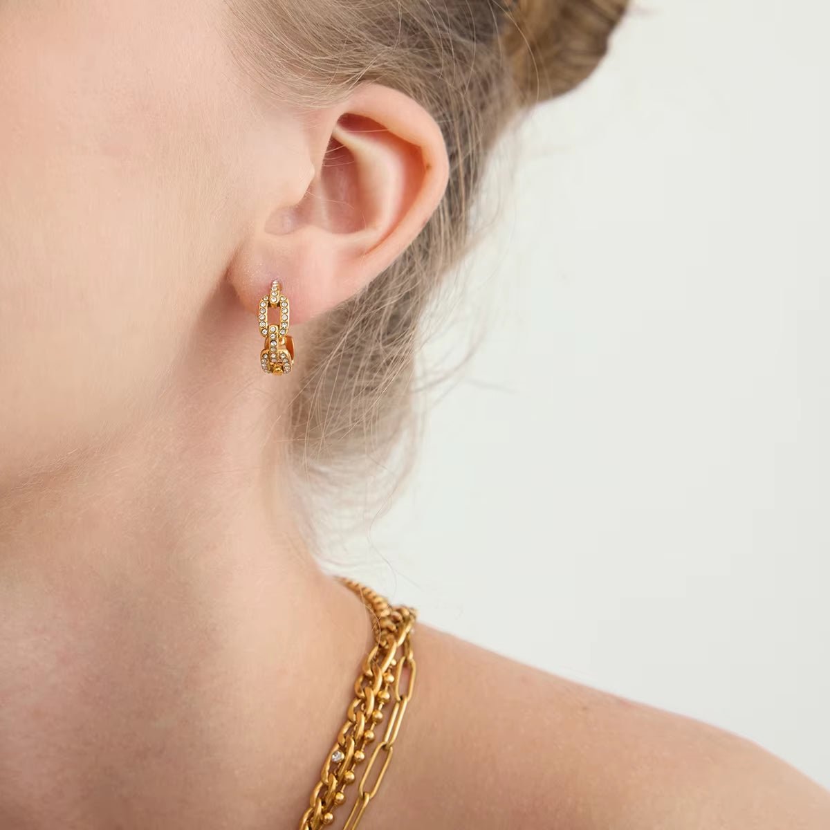 Clea Gold Hoop Gem Earrings - ILLUSIVE JEWELS USA