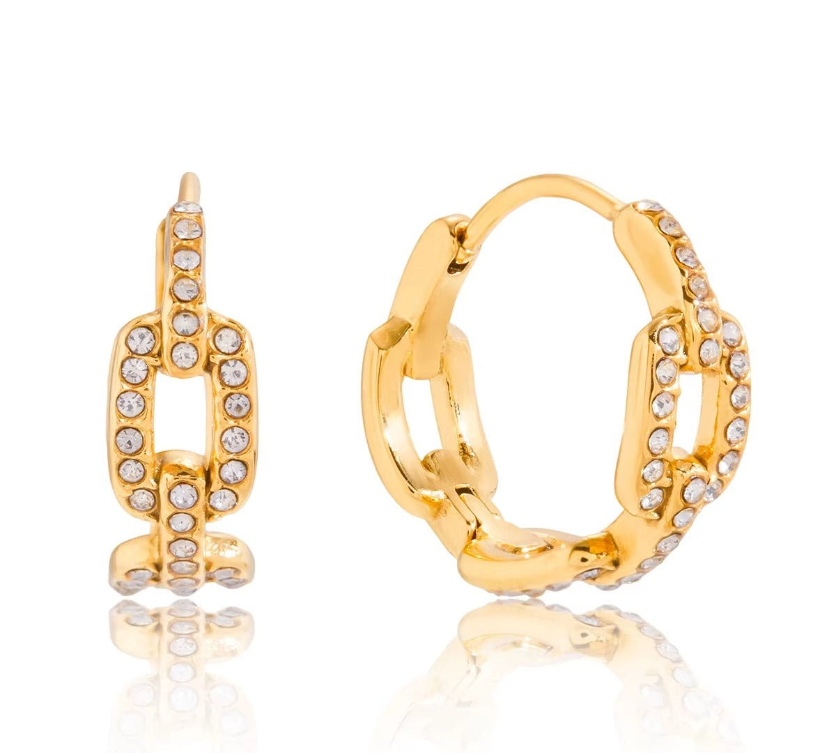 Clea Gold Hoop Gem Earrings - ILLUSIVE JEWELS USA