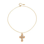 Colourful Pearl Cross Gold Necklace - ILLUSIVE JEWELS USA