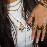 Colourful Pearl Cross Gold Necklace - ILLUSIVE JEWELS USA