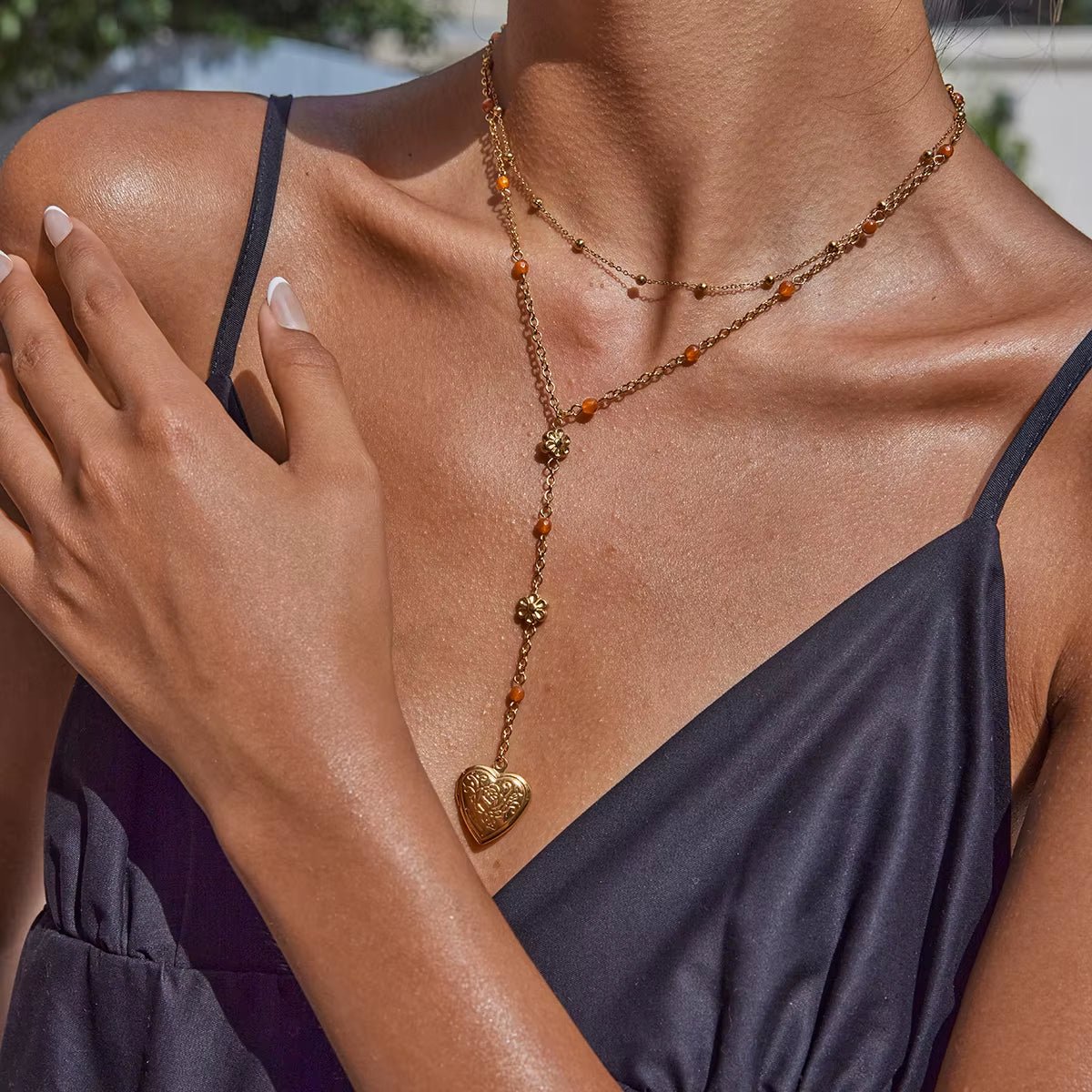 Elara Gold Heart Locket Necklace - ILLUSIVE JEWELS USA