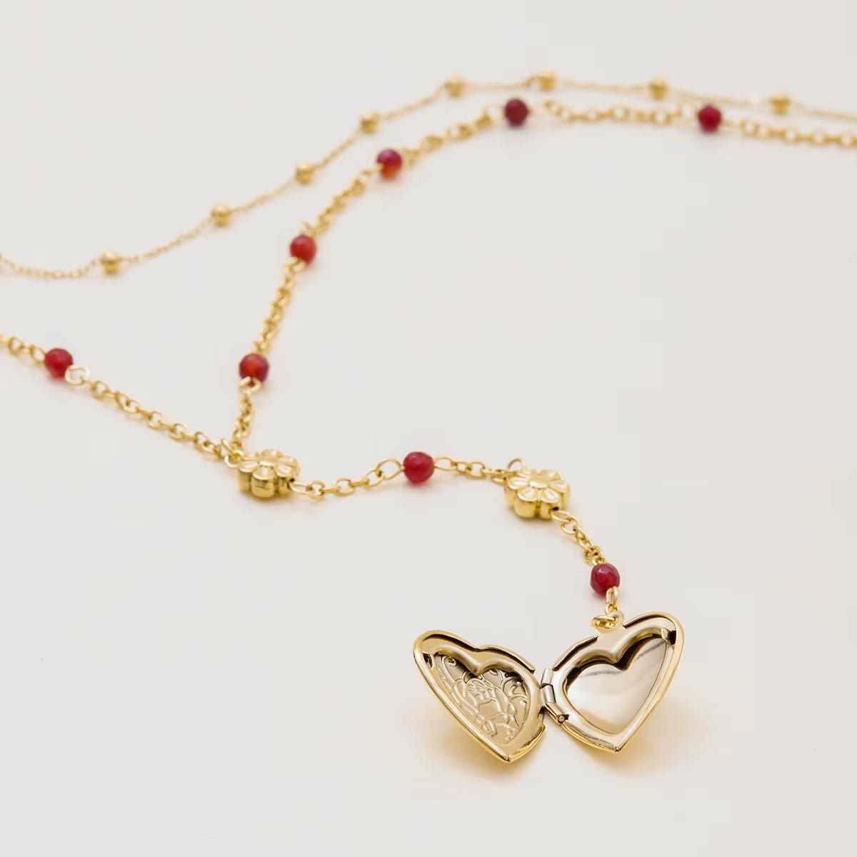 Elara Gold Heart Locket Necklace - ILLUSIVE JEWELS USA