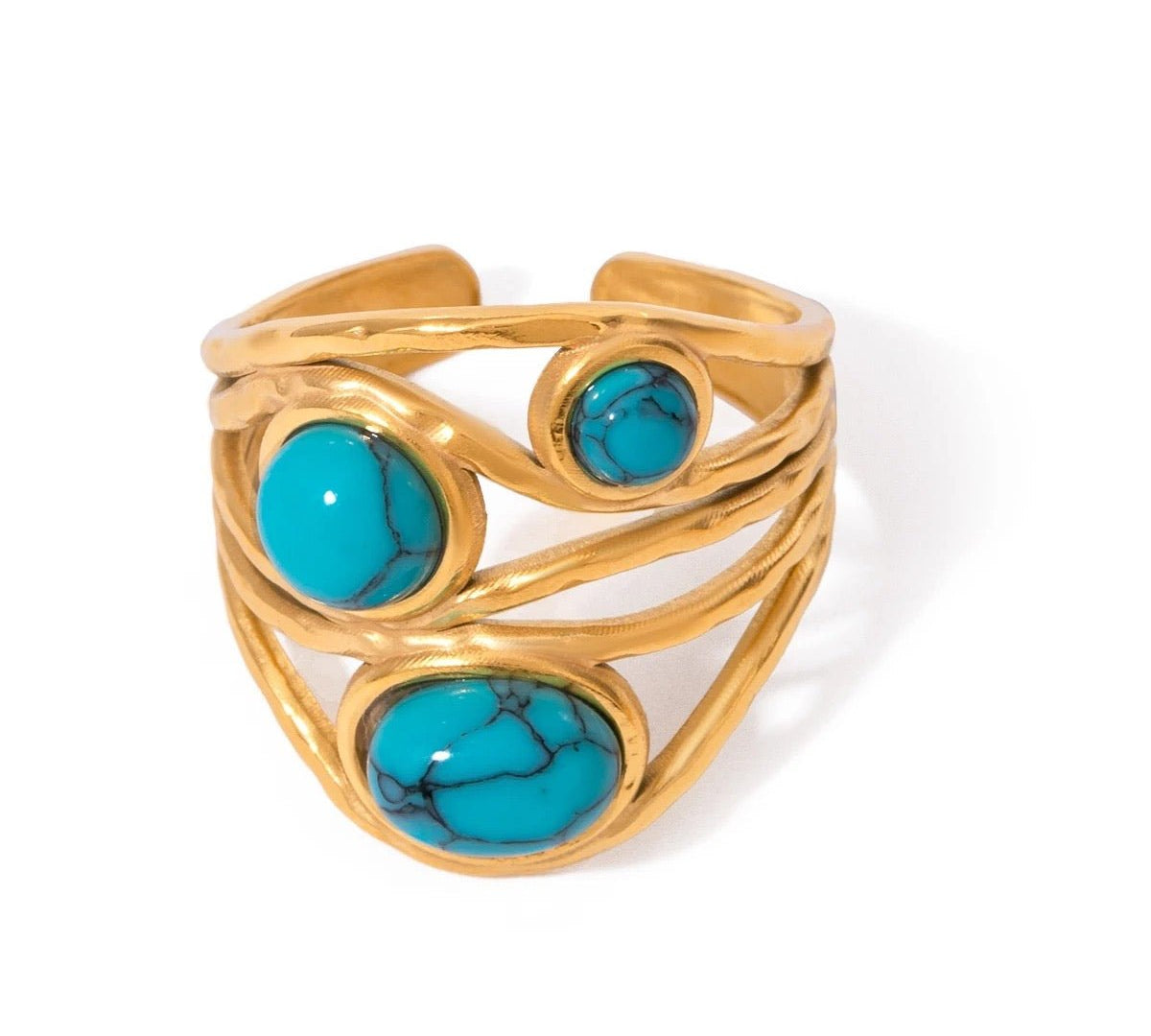 Geometric Blue Tiger Eye Ring - ILLUSIVE JEWELS USA