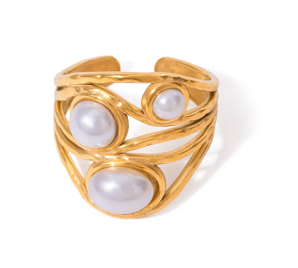 Geometric Pearl Ring - ILLUSIVE JEWELS USA