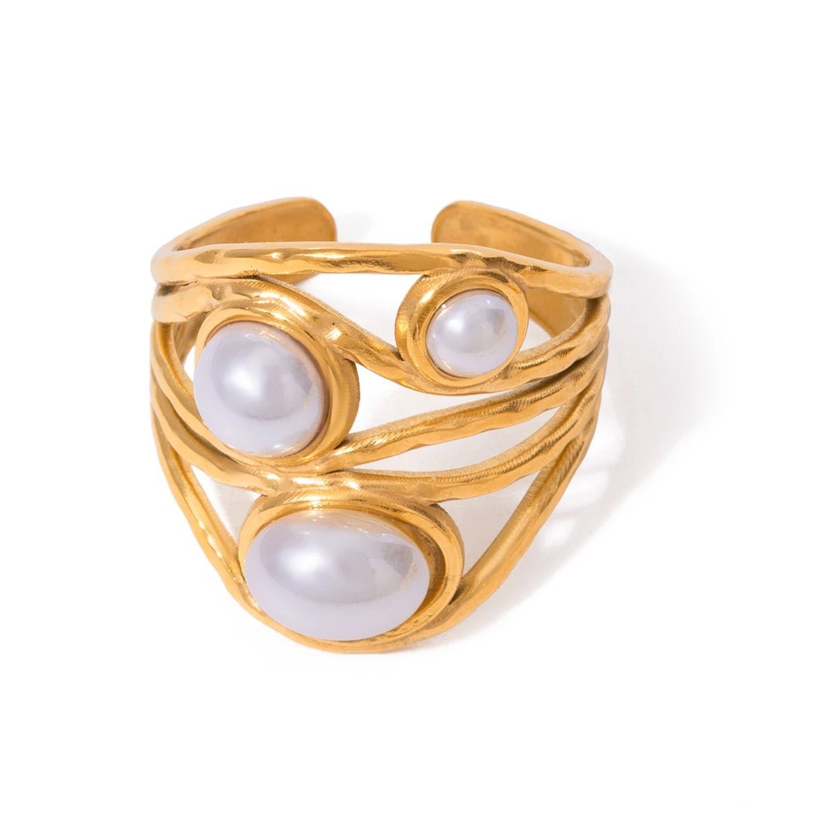 Geometric Pearl Ring - ILLUSIVE JEWELS USA