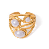 Geometric Pearl Ring - ILLUSIVE JEWELS USA