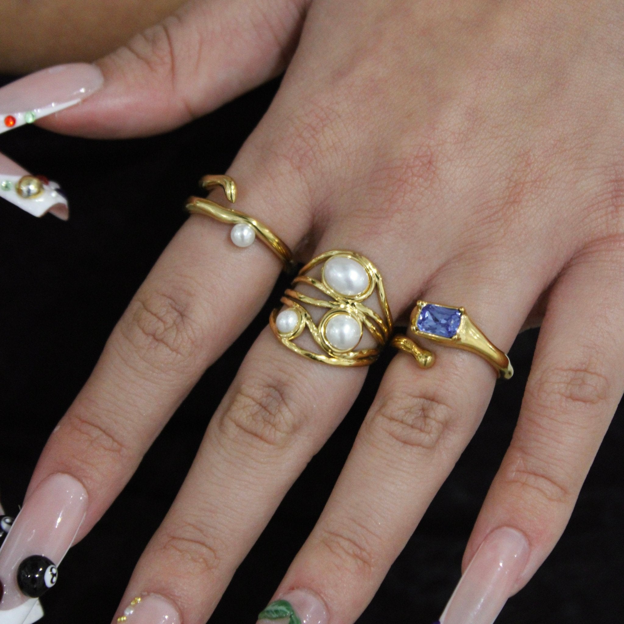 Geometric Pearl Ring - ILLUSIVE JEWELS USA