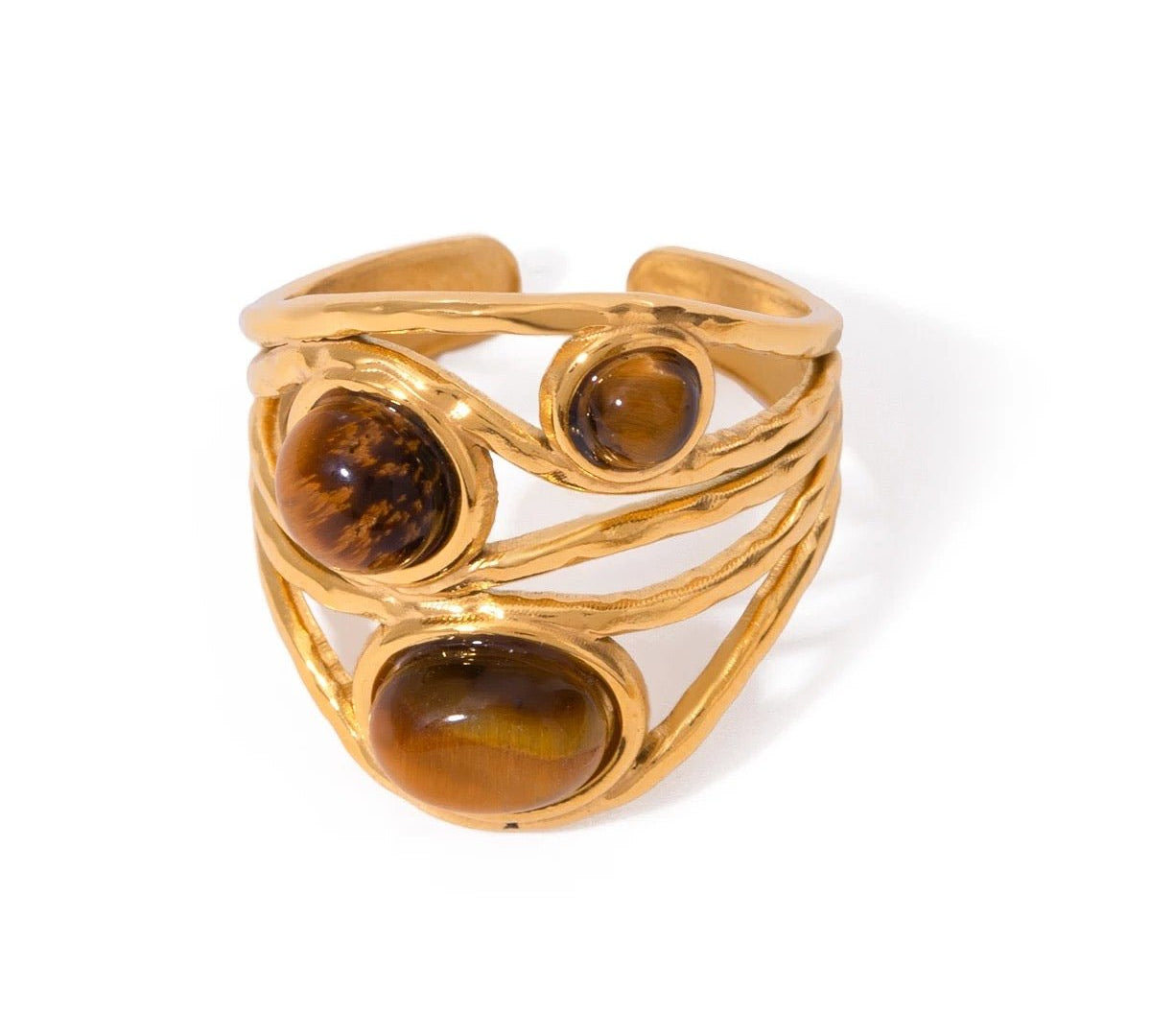 Geometric Tiger Eye Ring - ILLUSIVE JEWELS USA
