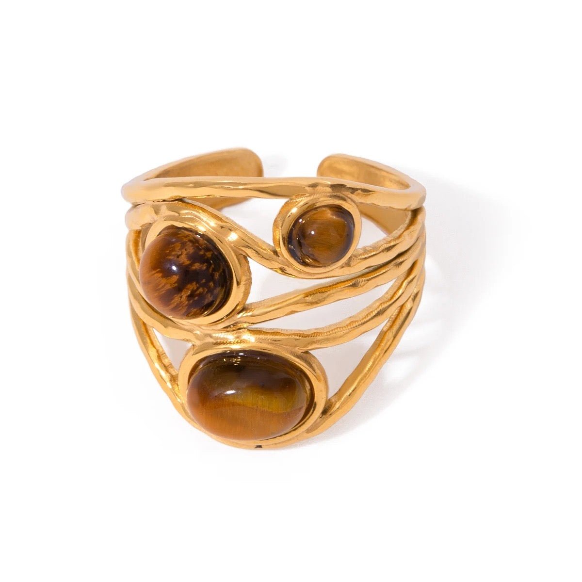 Geometric Tiger Eye Ring - ILLUSIVE JEWELS USA