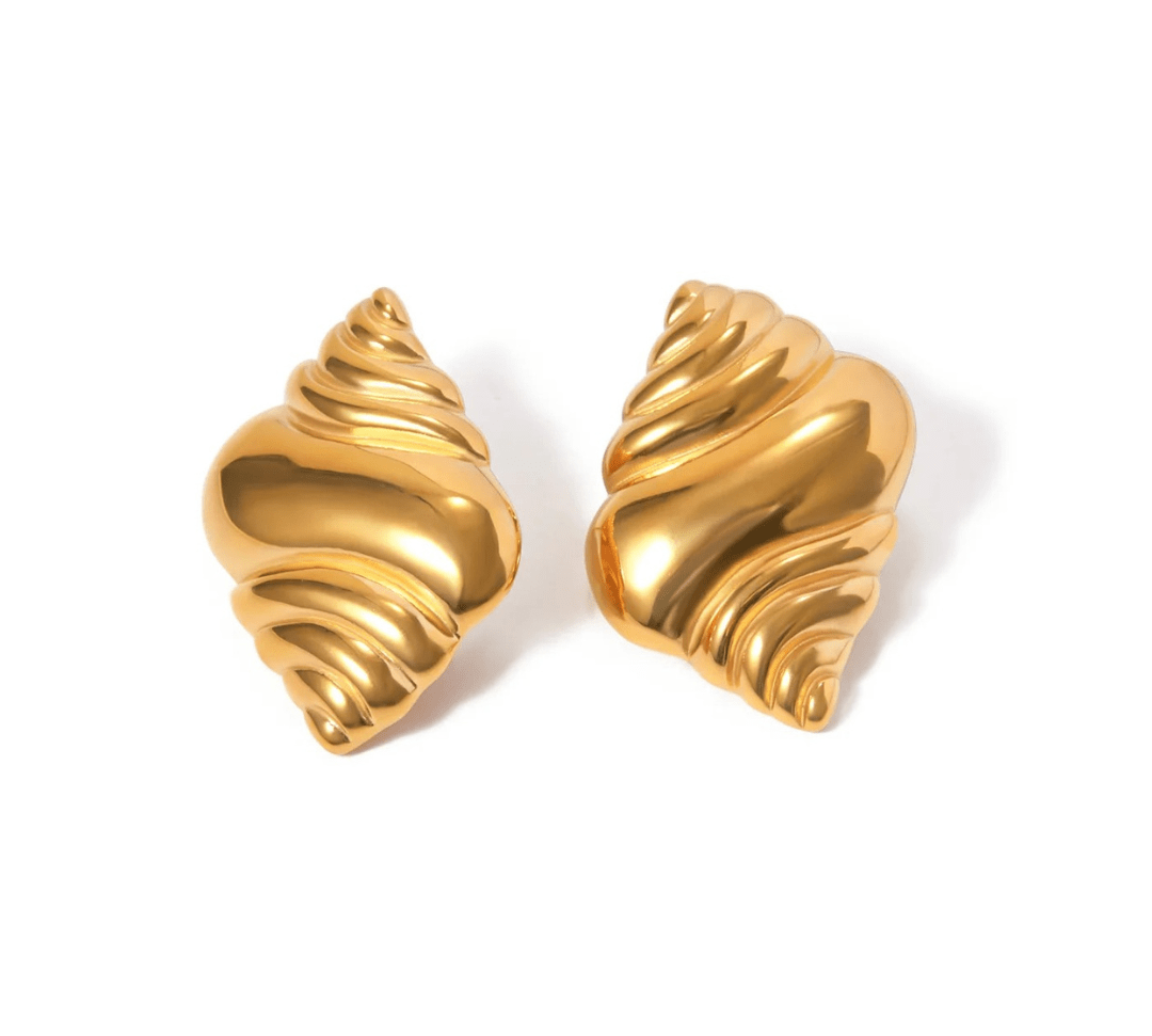 Gold Conch Stud Earrings - ILLUSIVE JEWELS USA