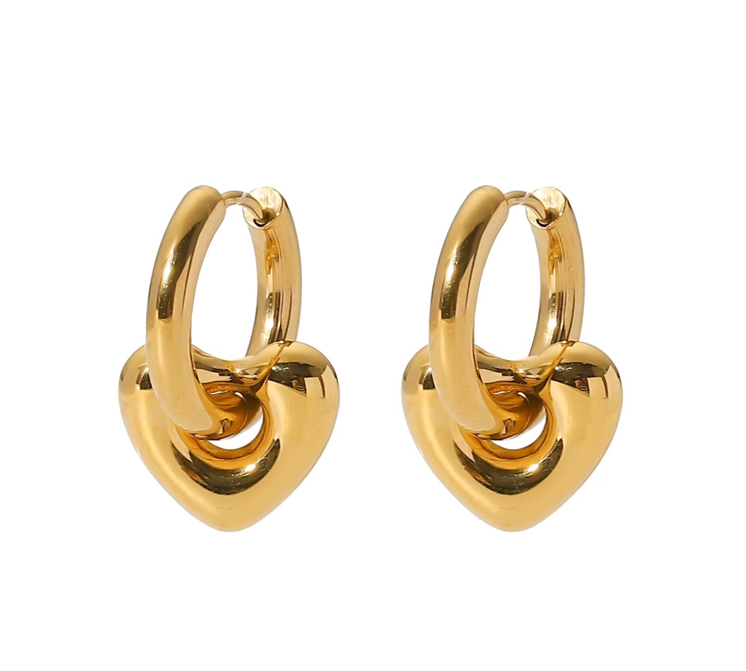 Gold Heart Earrings - ILLUSIVE JEWELS USA