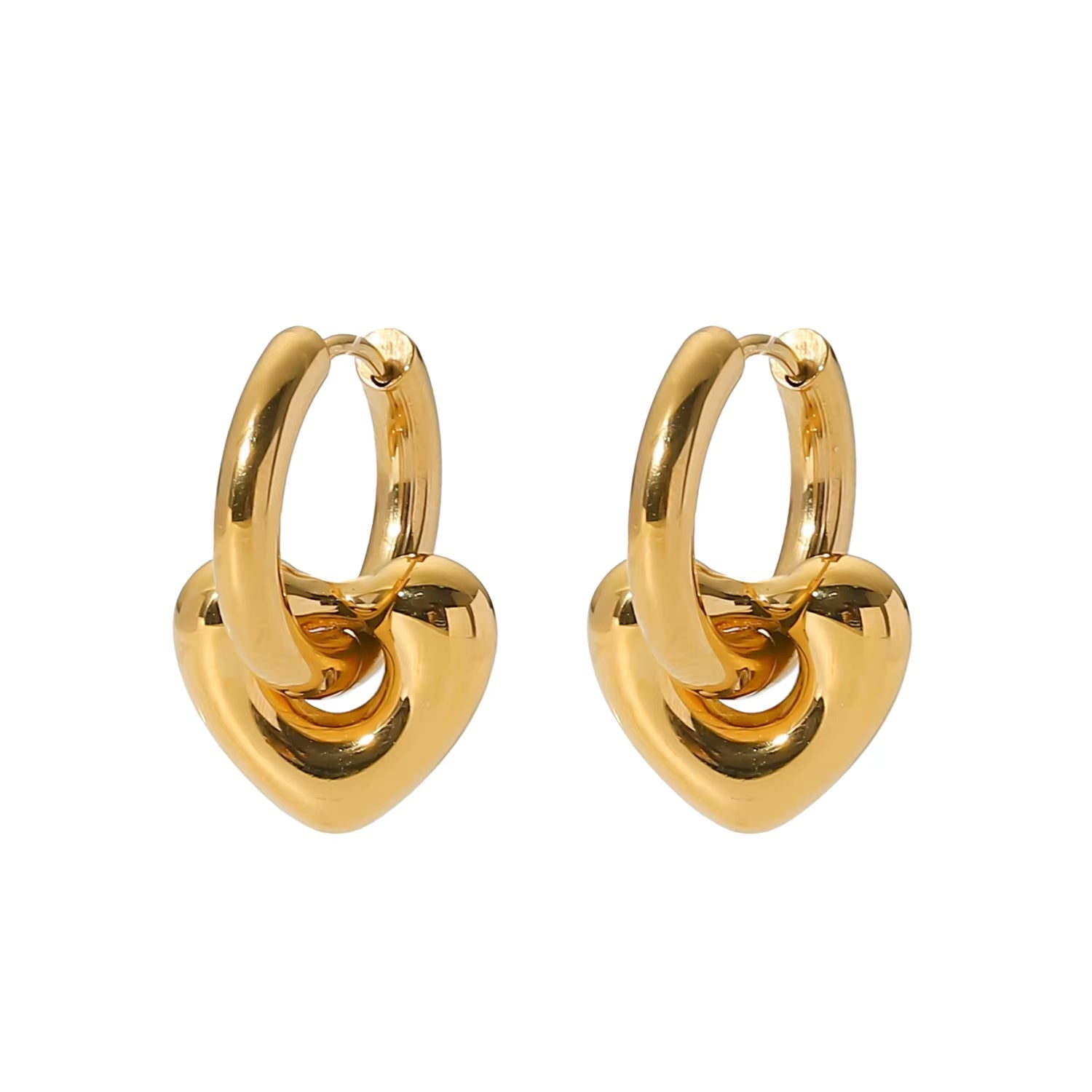 Gold Heart Earrings - ILLUSIVE JEWELS USA