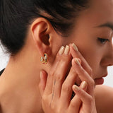 Gold Multi - Coloured Gem Hoop Earrings - ILLUSIVE JEWELS USA