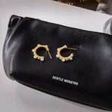 Gold Pearl Stones Hoop Earrings - ILLUSIVE JEWELS USA