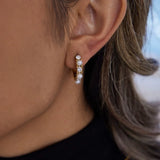 Gold Pearl Stones Hoop Earrings - ILLUSIVE JEWELS USA