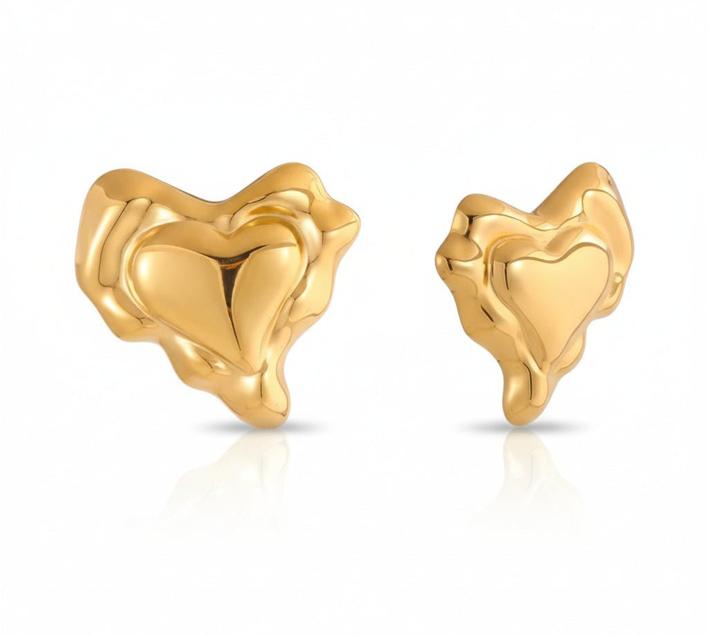 Gold Ruby Heart Stud Earrings - ILLUSIVE JEWELS USA