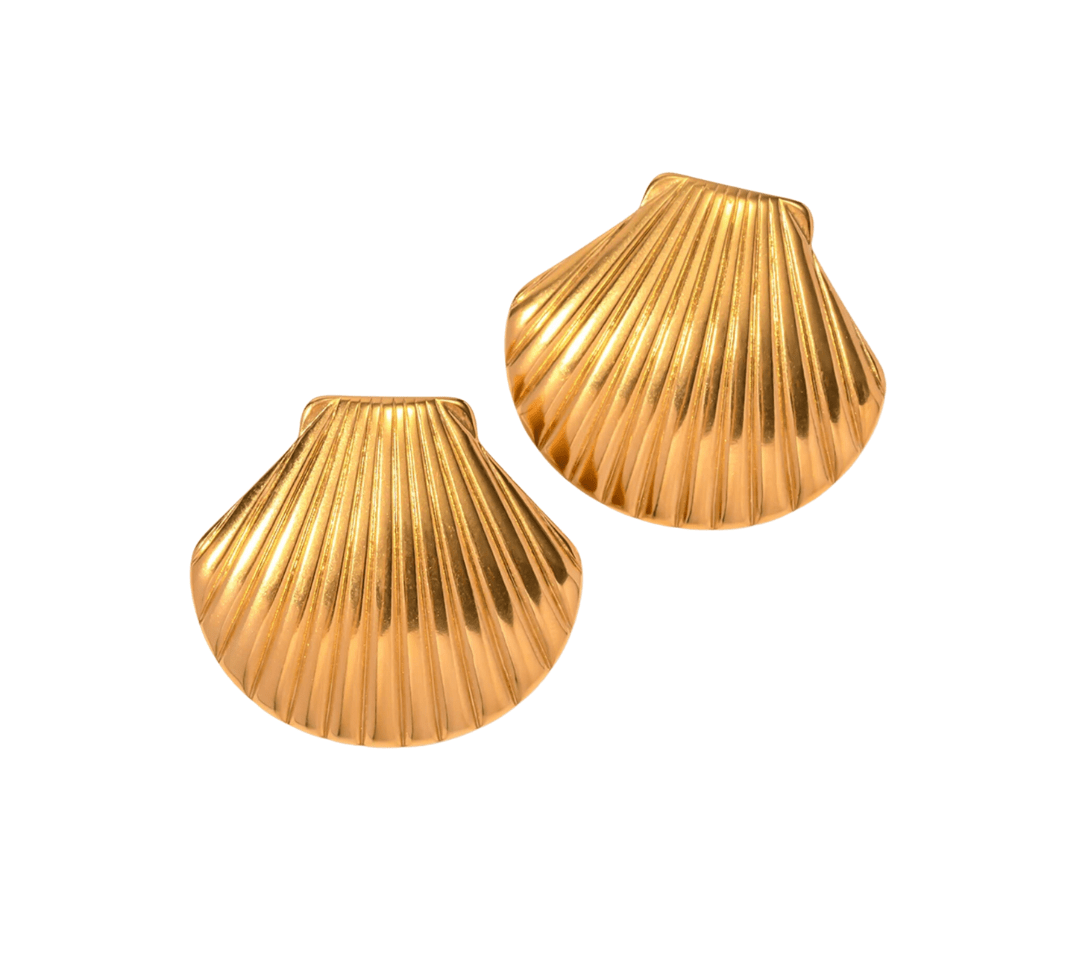 Gold Shell Stud Earrings - ILLUSIVE JEWELS USA