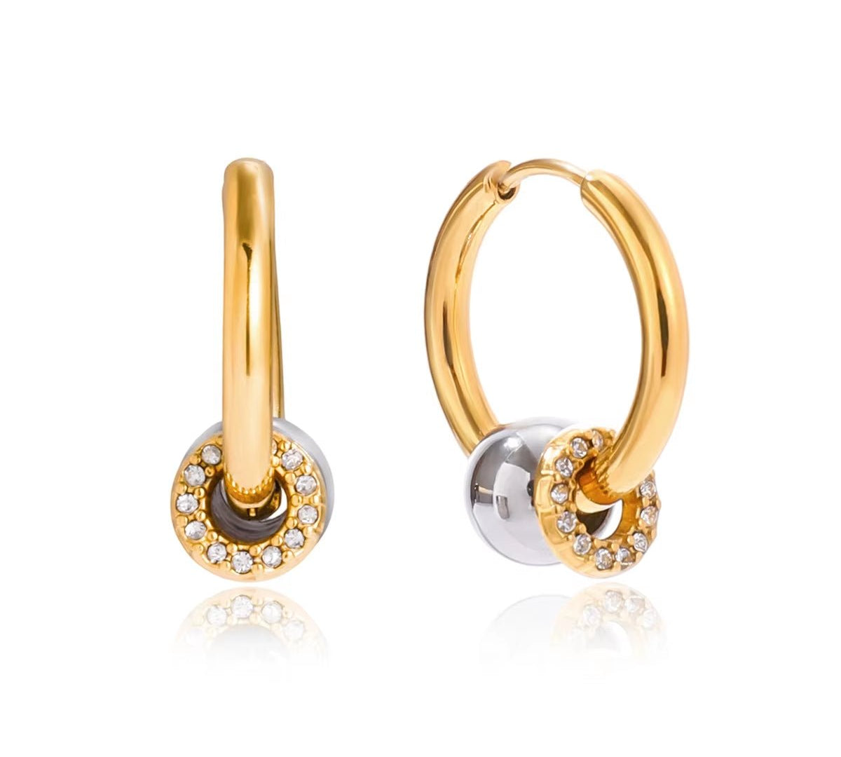 Gold - Silver Crystal Hoop Earrings - ILLUSIVE JEWELS USA