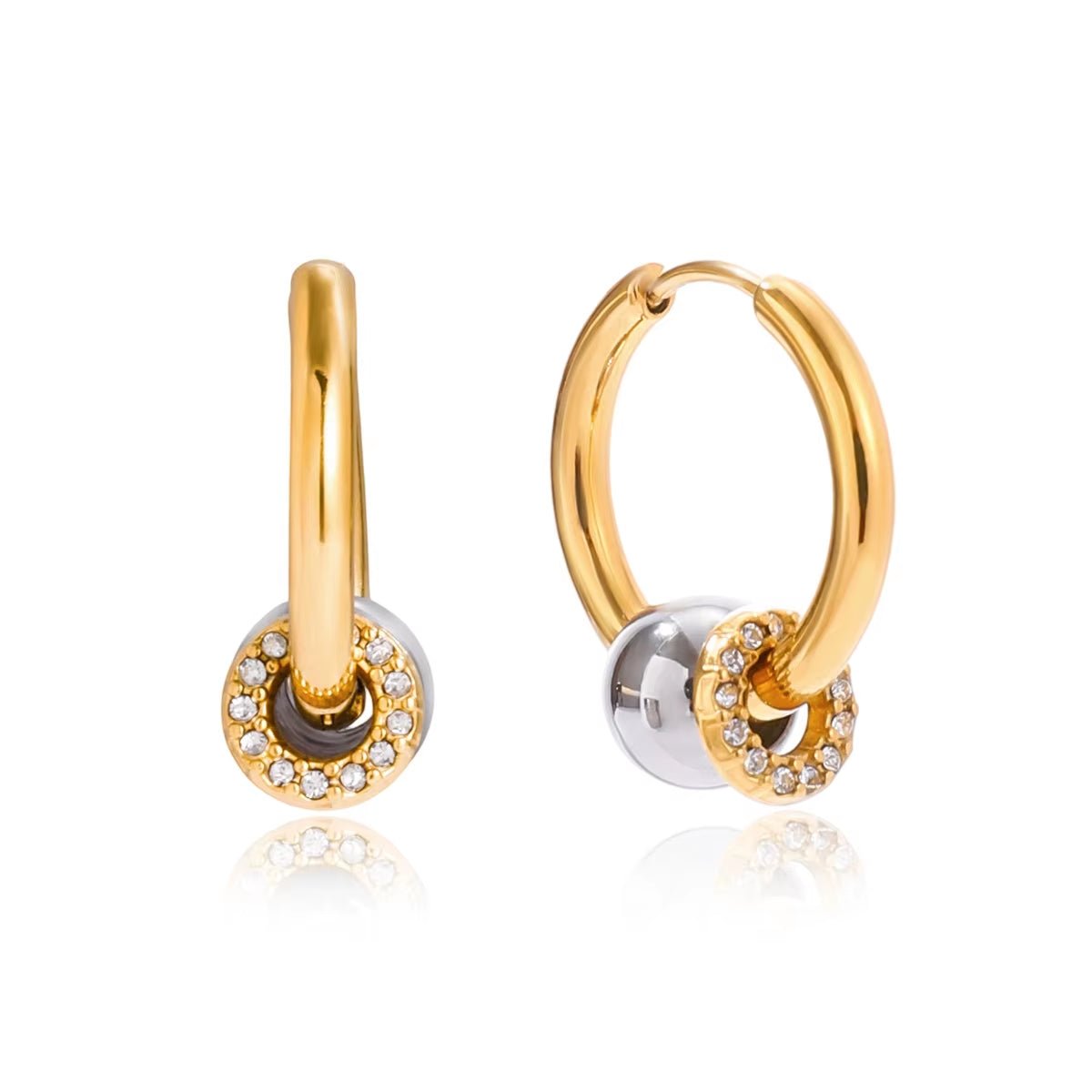 Gold - Silver Crystal Hoop Earrings - ILLUSIVE JEWELS USA