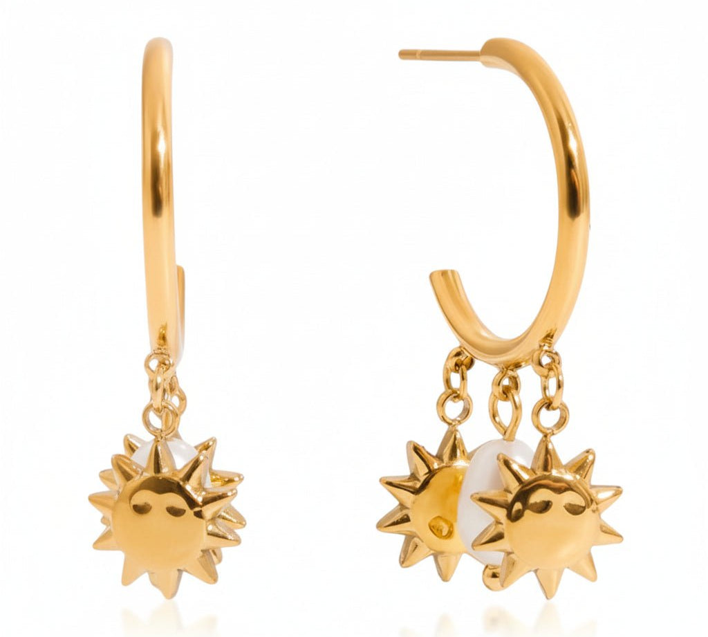 Gold Skye Celestial Charm Hoops - ILLUSIVE JEWELS USA