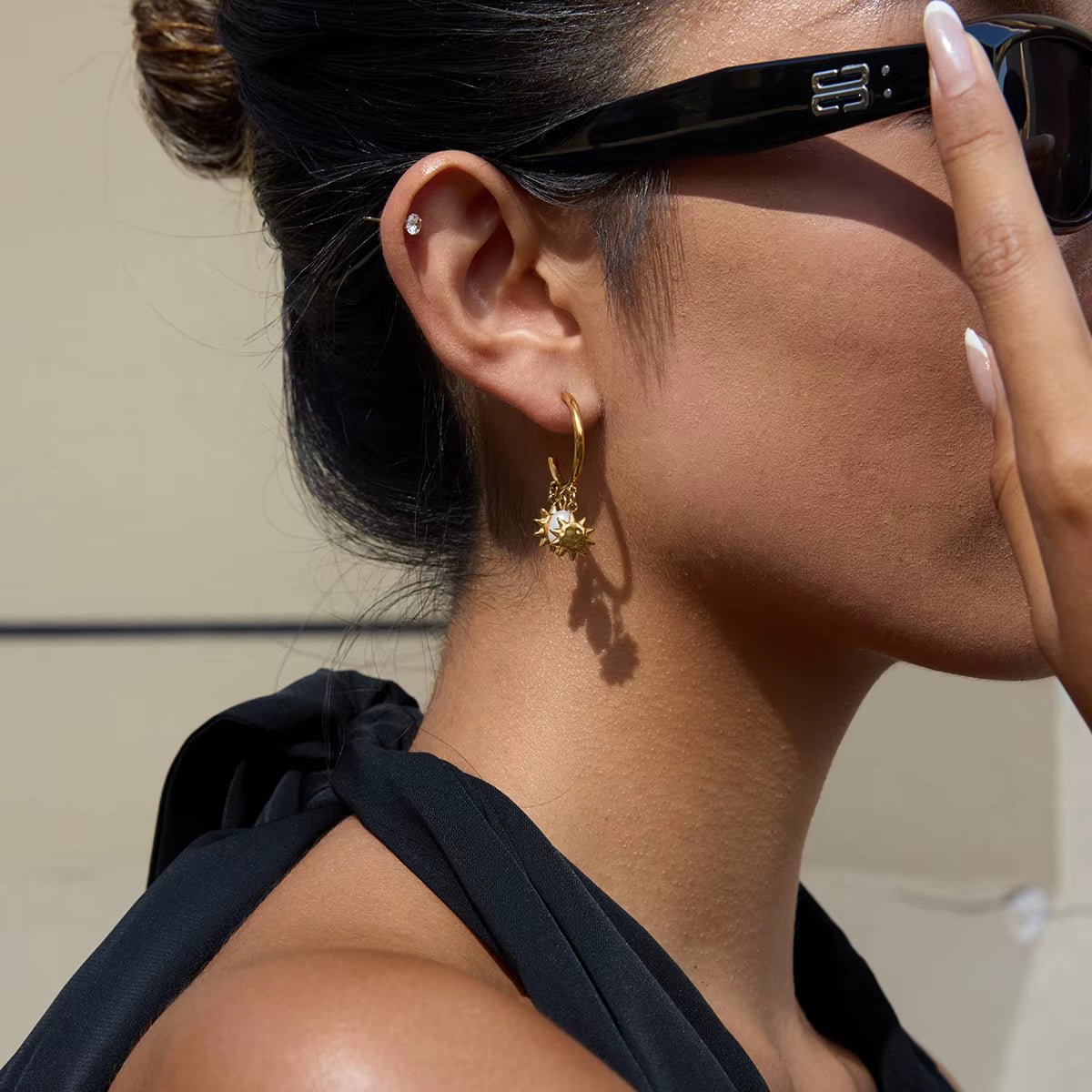 Gold Skye Celestial Charm Hoops - ILLUSIVE JEWELS USA