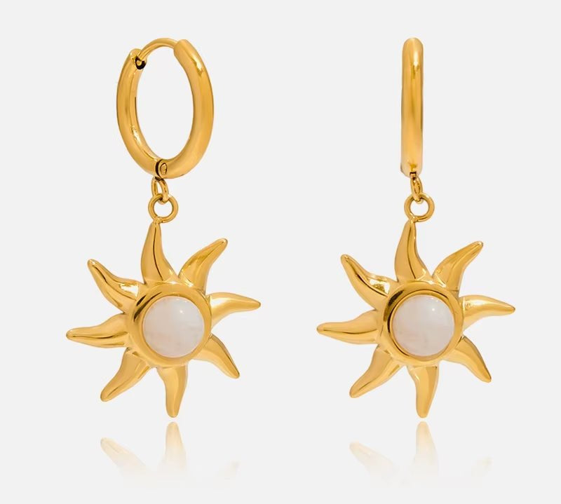 Gold Sun Huggie Hoops - ILLUSIVE JEWELS USA