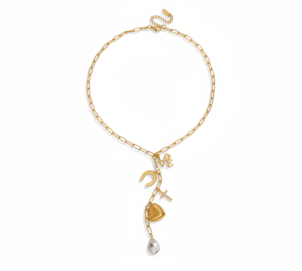 Gold Tessa Charm Necklace - ILLUSIVE JEWELS USA