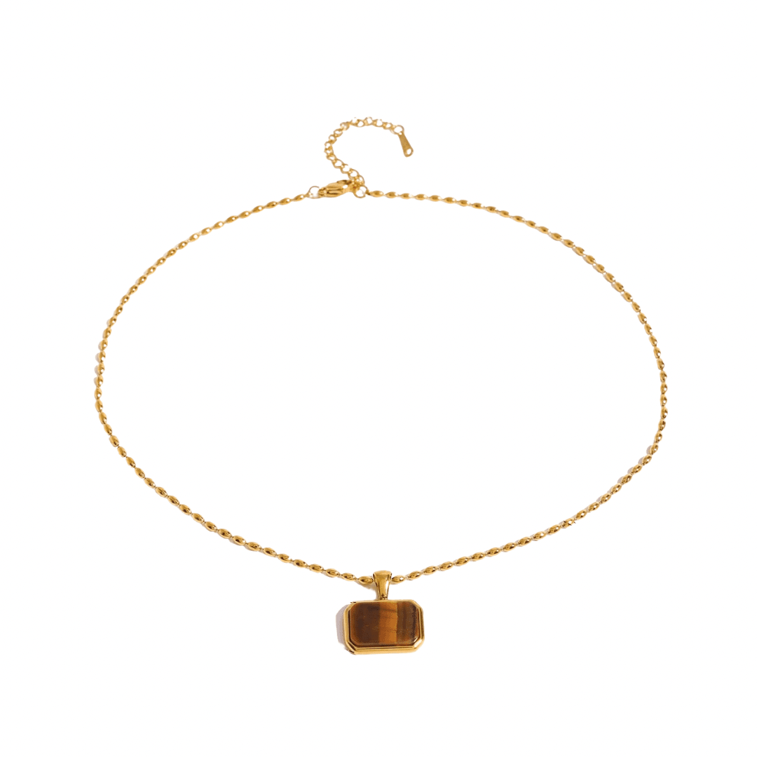 Gold Tiger Eye Pendant Necklace - ILLUSIVE JEWELS USA