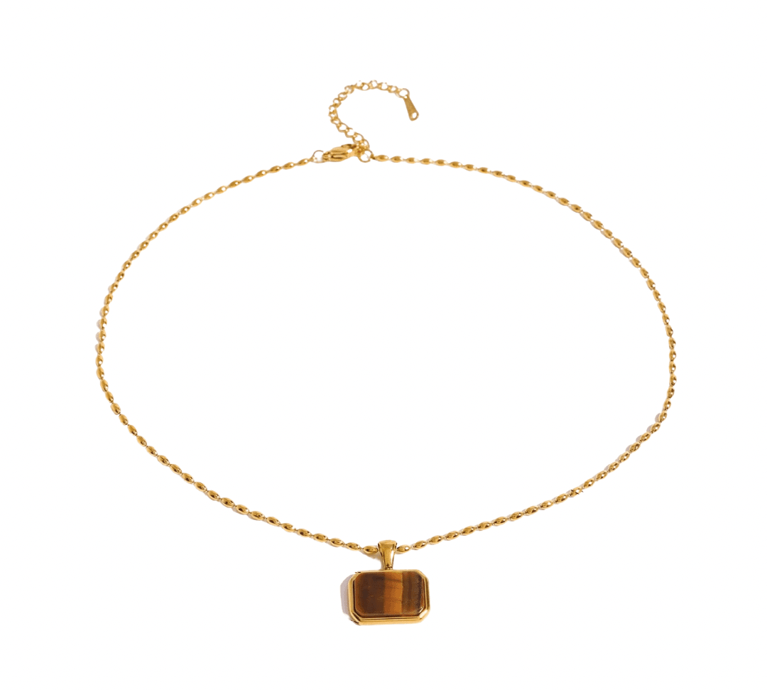 Gold Tiger Eye Pendant Necklace - ILLUSIVE JEWELS USA