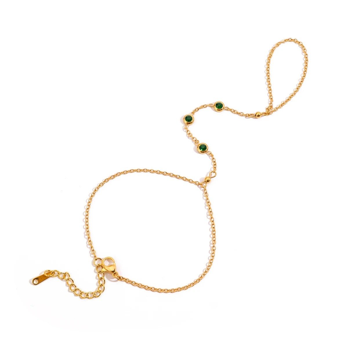 Green Nova Hand Chain - ILLUSIVE JEWELS USA