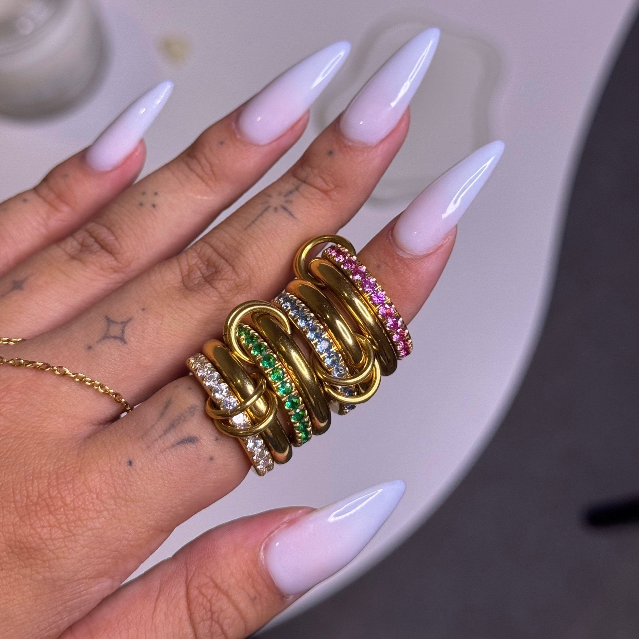 Green Stack It Ring - ILLUSIVE JEWELS USA
