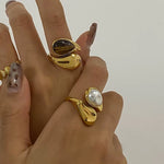 Pearl Chunky Gold Ring - ILLUSIVE JEWELS USA