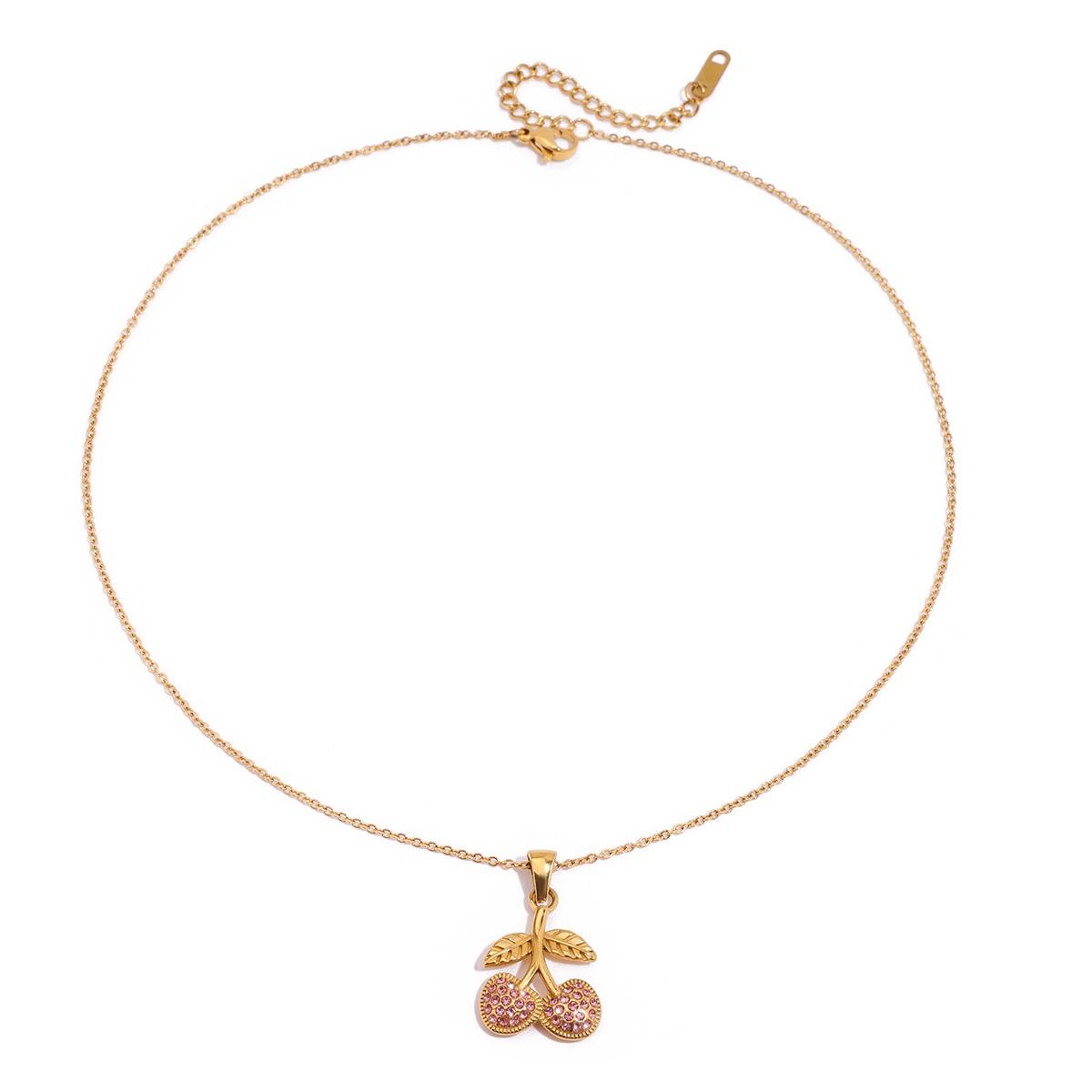 Pink CZ Cherry Necklace - ILLUSIVE JEWELS USA