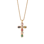 Rainbow Cross Gold Necklace - ILLUSIVE JEWELS USA