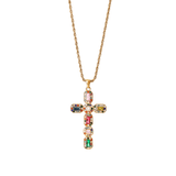 Rainbow Cross Gold Necklace - ILLUSIVE JEWELS USA