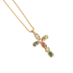 Rainbow Cross Gold Necklace - ILLUSIVE JEWELS USA