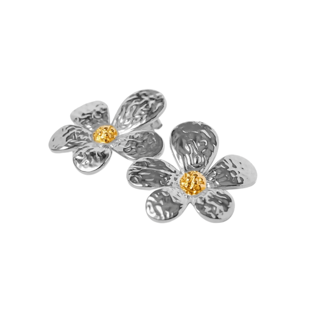 Silver Flower Stud Earrings - ILLUSIVE JEWELS USA