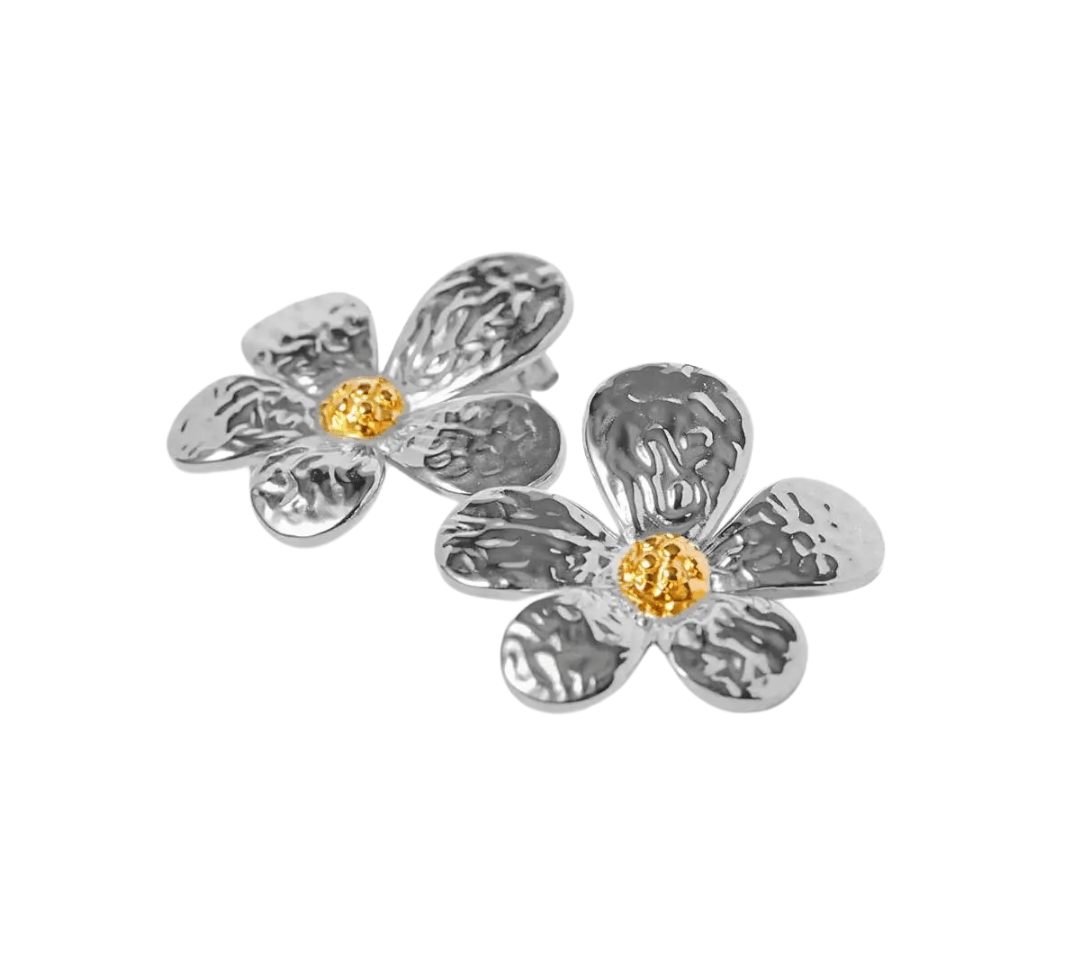 Silver Flower Stud Earrings - ILLUSIVE JEWELS USA