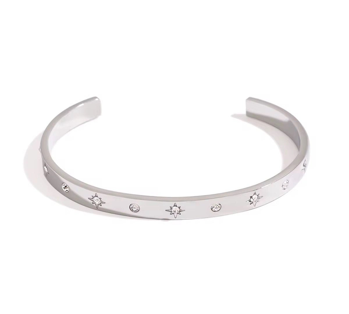 Silver Shooting Star Bangle - ILLUSIVE JEWELS USA