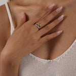 Silver with Gold Hearts Ring - ILLUSIVE JEWELS USA