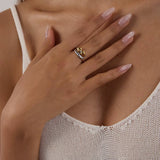 Silver with Gold Hearts Ring - ILLUSIVE JEWELS USA