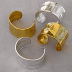 Sloane Gold Hammered Cuff Bangle - ILLUSIVE JEWELS USA