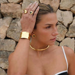 Sloane Gold Hammered Cuff Bangle - ILLUSIVE JEWELS USA